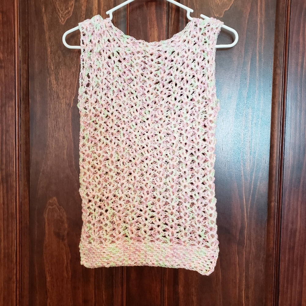 Hand Crocheted Lacy Pastel Tank Top
